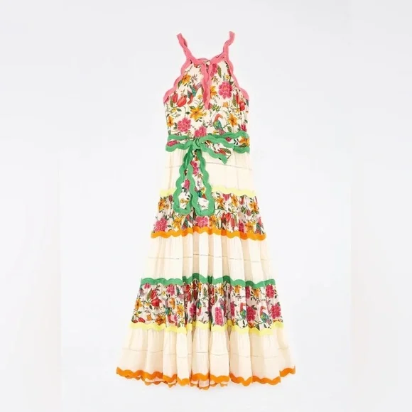 NWT Farm Rio Toucan’s Garden Belted Maxi Dress